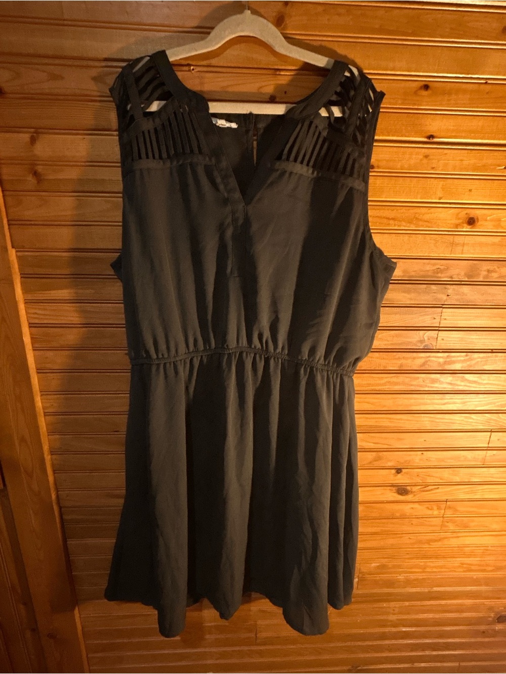 GAP Black Sleeveless Maxi Dress with Ladder Cutout Yoke